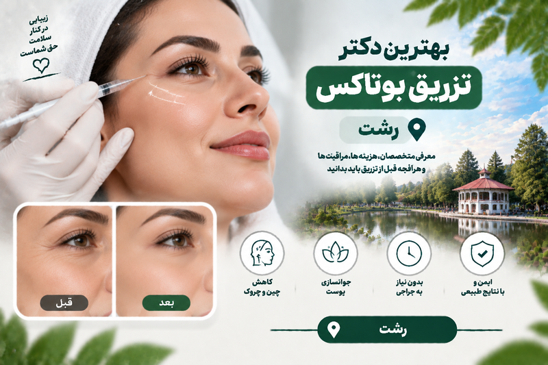 بهترین دکتر تزریق بوتاکس در رشت؛ معرفی متخصصان بوتاکس صورت و جوانسازی پوست